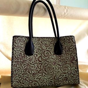 Overland Leather western hand tooled tote